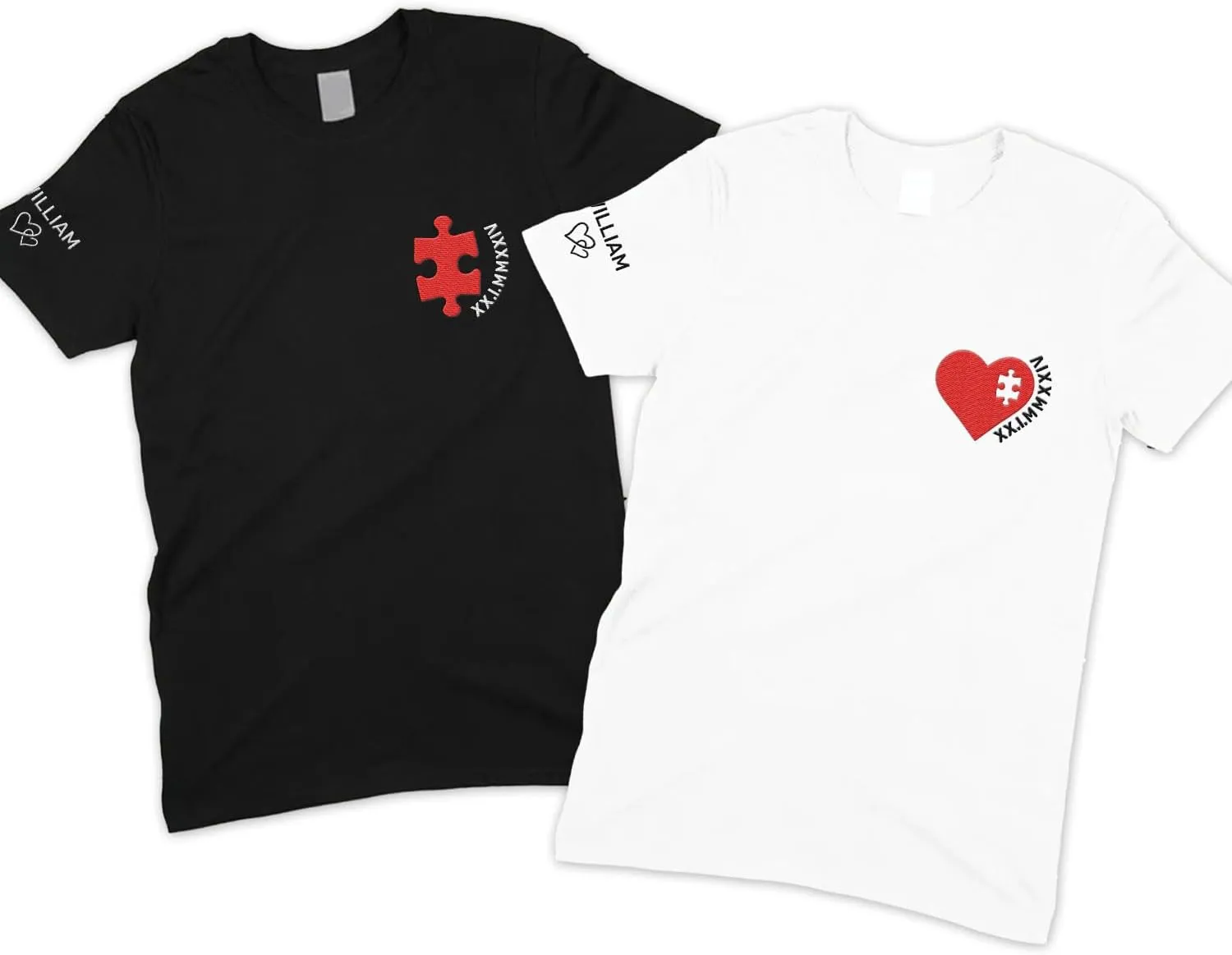Personalized Embroidered Heart Hoodies For Couples, Matching Couple Sweaters Custom Anniversary Sweatshirts Spider Heart