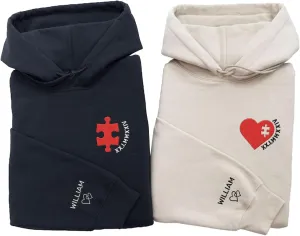 Personalized Embroidered Heart Hoodies For Couples, Matching Couple Sweaters Custom Anniversary Sweatshirts Spider Heart