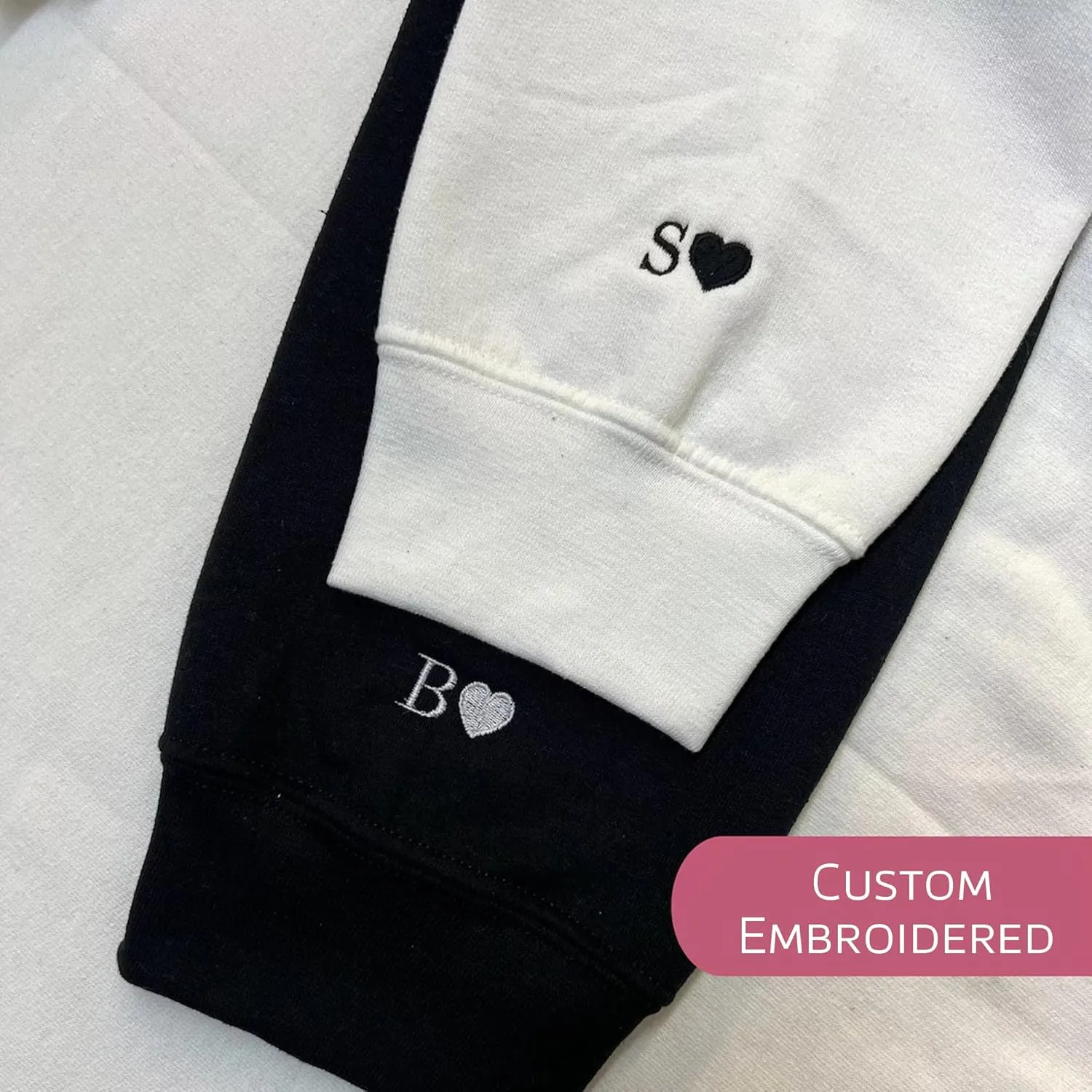 Personalized Embroidered Roman Numeral Hoodie, Custom Sleeve Initial Couple Shirt, Matching Hoodies for Couples