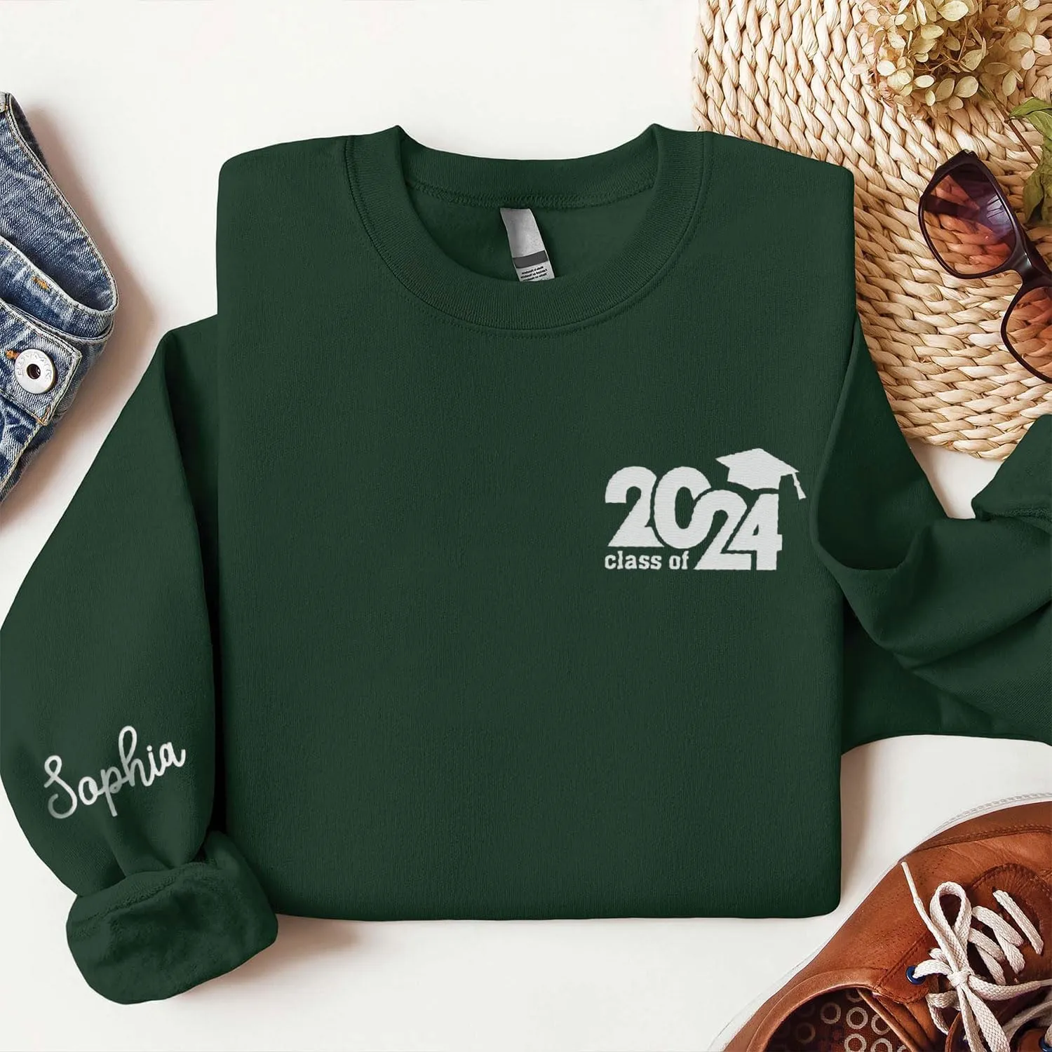 Personalized Senior 2025 Embroidered Sweatshirt Graduation 2025 Class Of 2025 Senior Class Senior Embroidered Sweatshirt