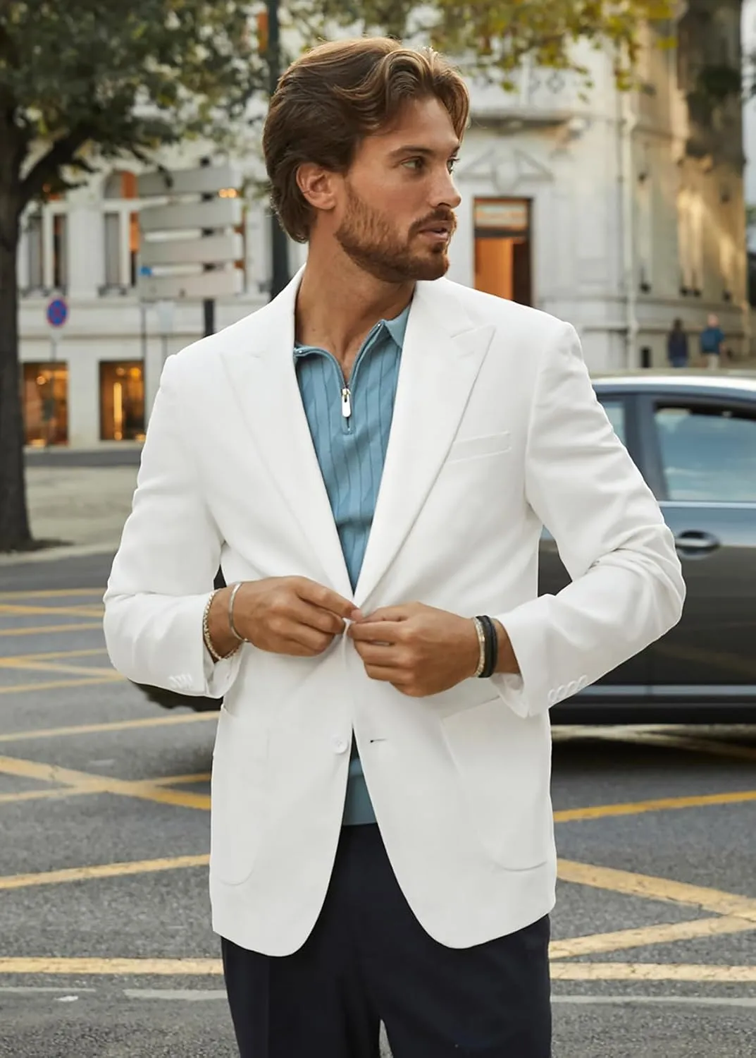 PJ PAUL JONES Mens Blazer Cotton Linen Suit Jacket Lightweight Casual Blazer Jackets with Pockets