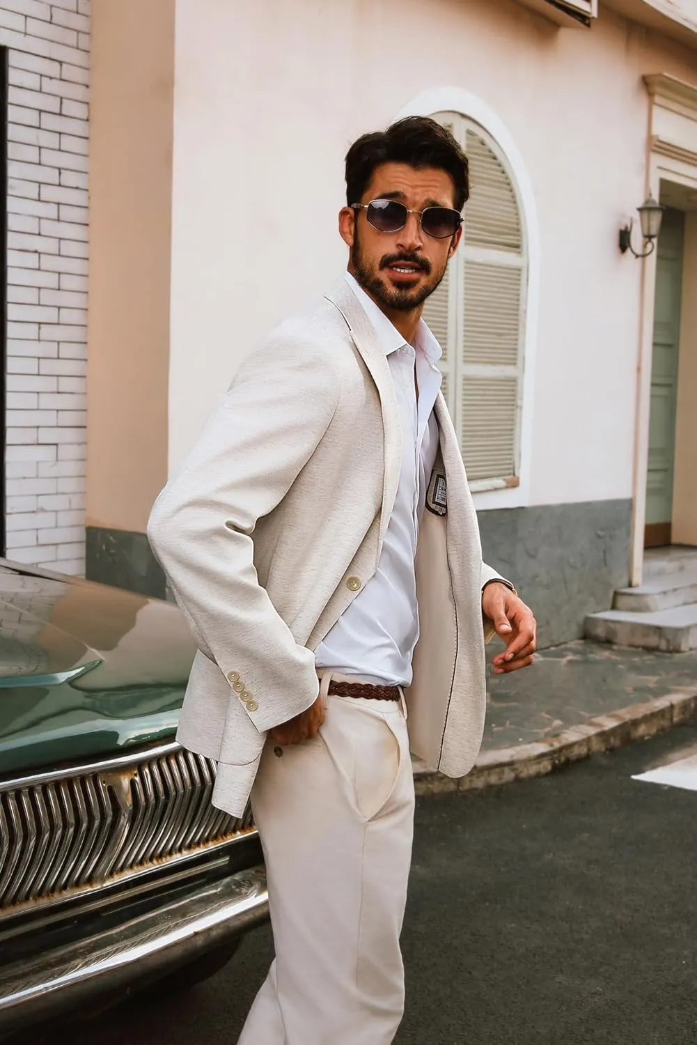PJ PAUL JONES Mens Blazer Cotton Linen Suit Jacket Lightweight Casual Blazer Jackets with Pockets