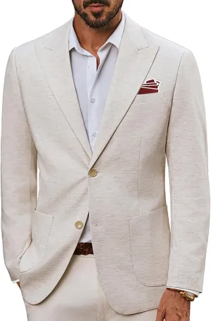 PJ PAUL JONES Mens Blazer Cotton Linen Suit Jacket Lightweight Casual Blazer Jackets with Pockets