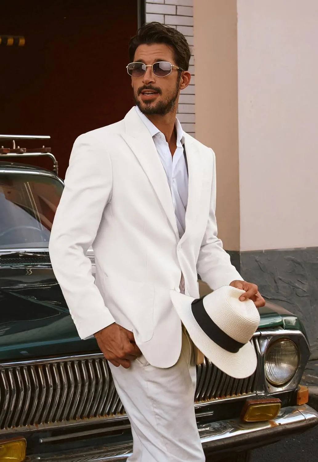 PJ PAUL JONES Mens Blazer Cotton Linen Suit Jacket Lightweight Casual Blazer Jackets with Pockets