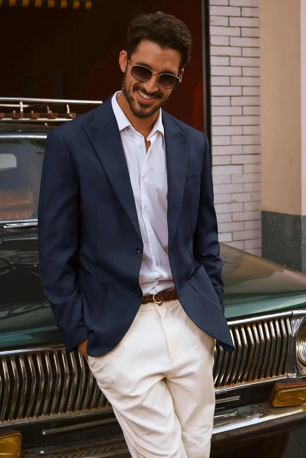 PJ PAUL JONES Mens Blazer Cotton Linen Suit Jacket Lightweight Casual Blazer Jackets with Pockets