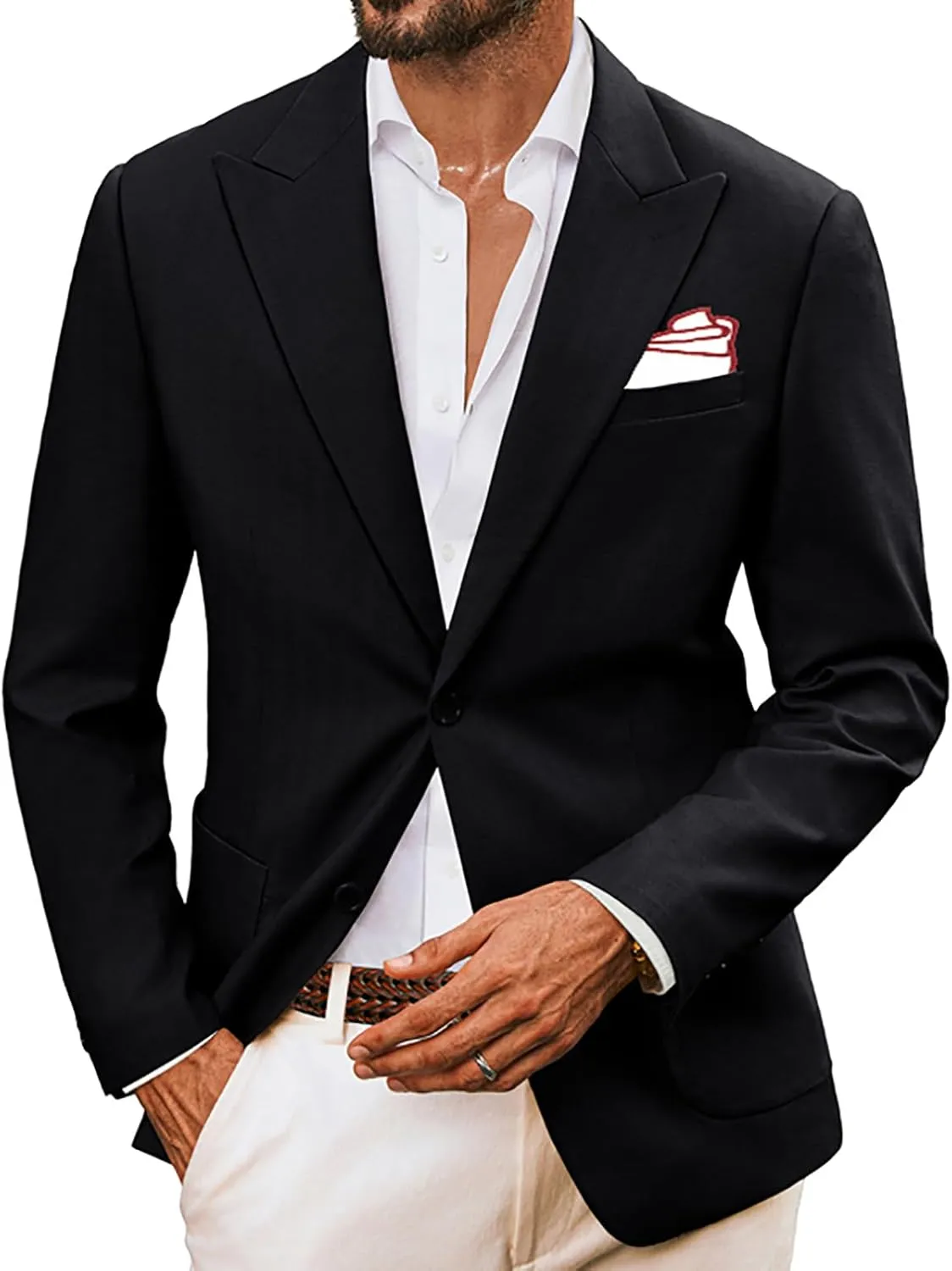 PJ PAUL JONES Mens Blazer Cotton Linen Suit Jacket Lightweight Casual Blazer Jackets with Pockets