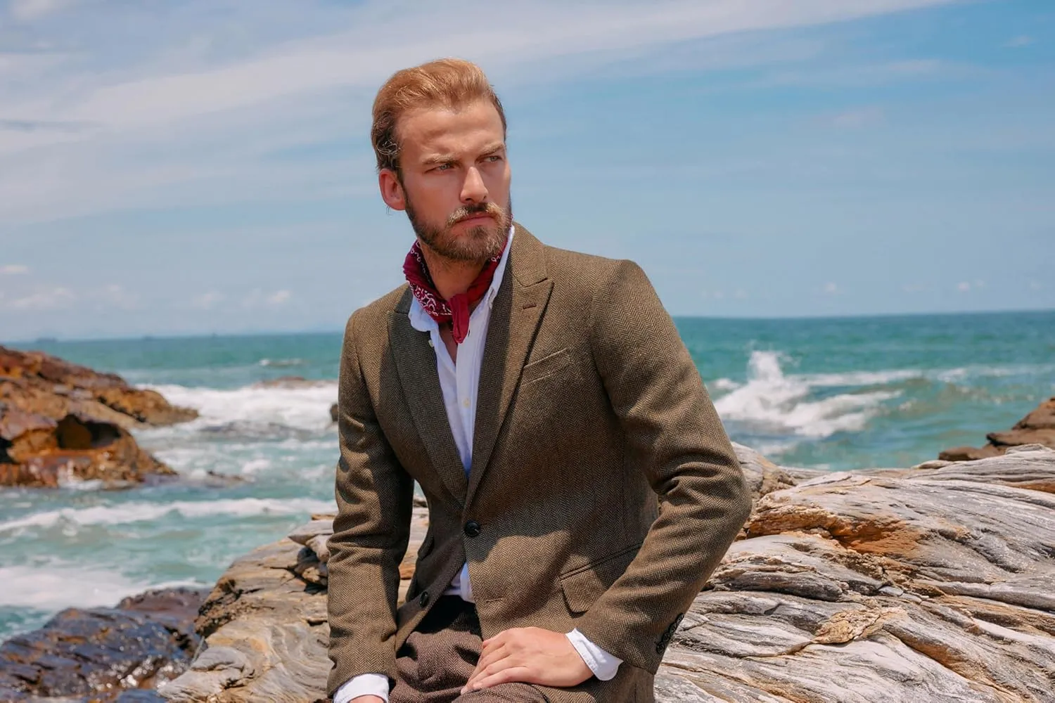 PJ PAUL JONES Men's Vintage Herringbone Tweed Blazers British Wool Blend Sport Coat Jacket