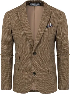 PJ PAUL JONES Men's Vintage Herringbone Tweed Blazers British Wool Blend Sport Coat Jacket