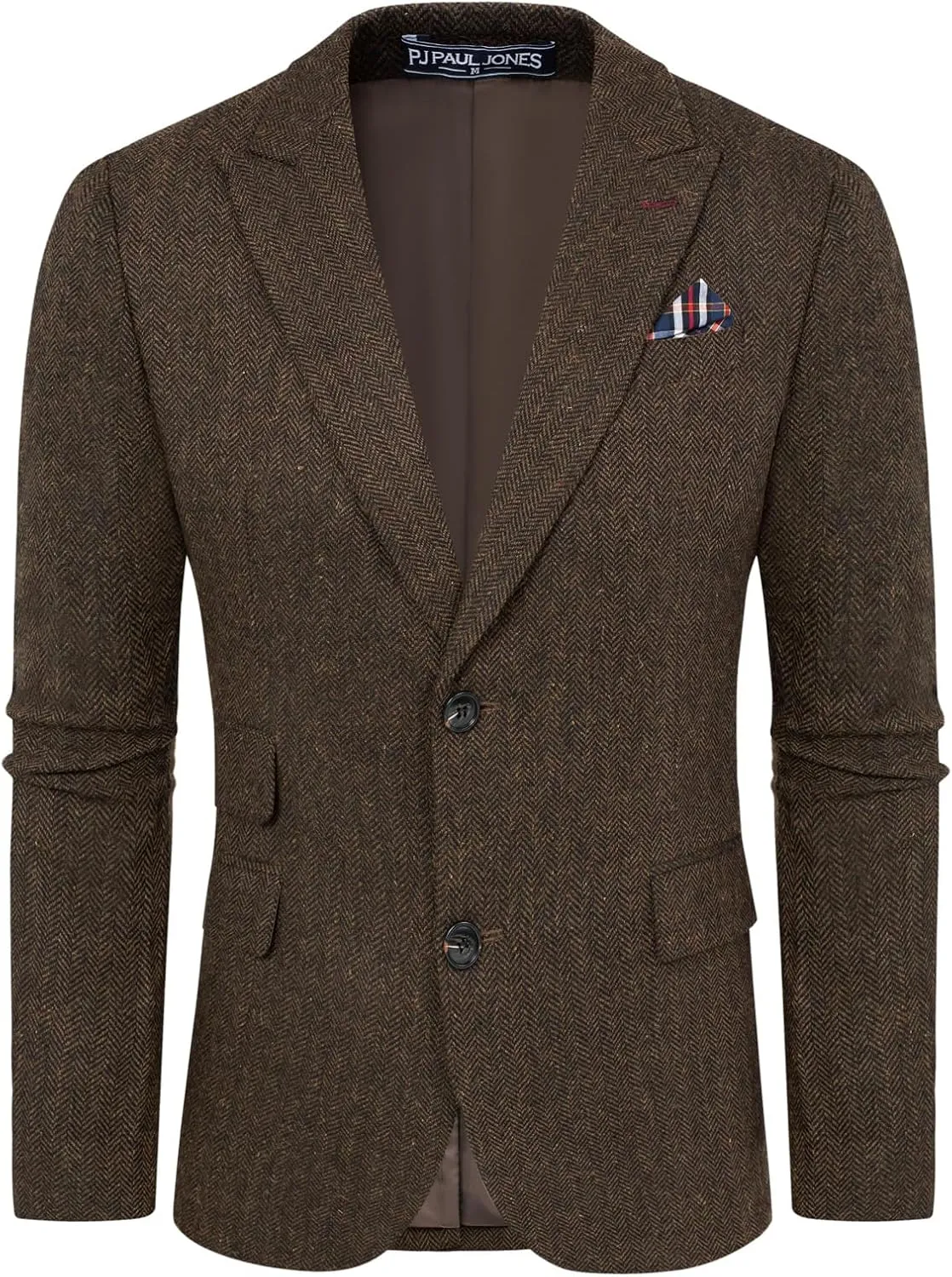 PJ PAUL JONES Men's Vintage Herringbone Tweed Blazers British Wool Blend Sport Coat Jacket