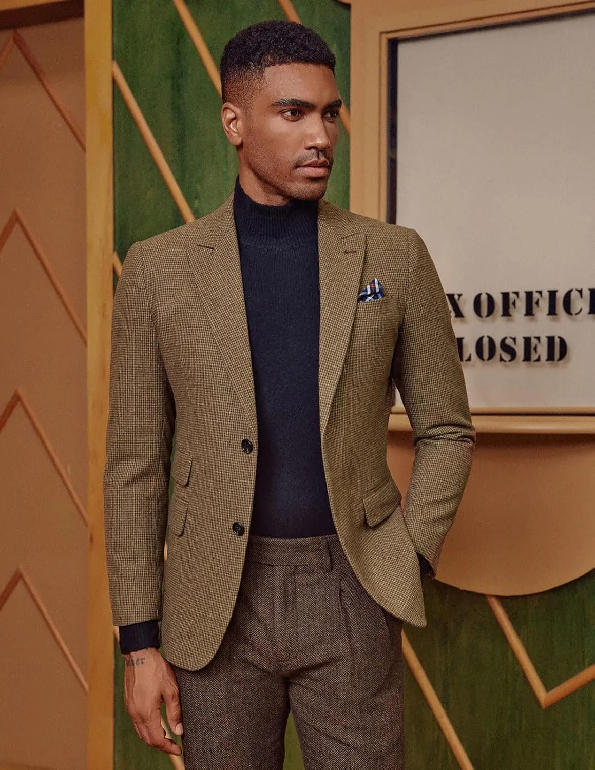 PJ PAUL JONES Men's Vintage Herringbone Tweed Blazers British Wool Blend Sport Coat Jacket