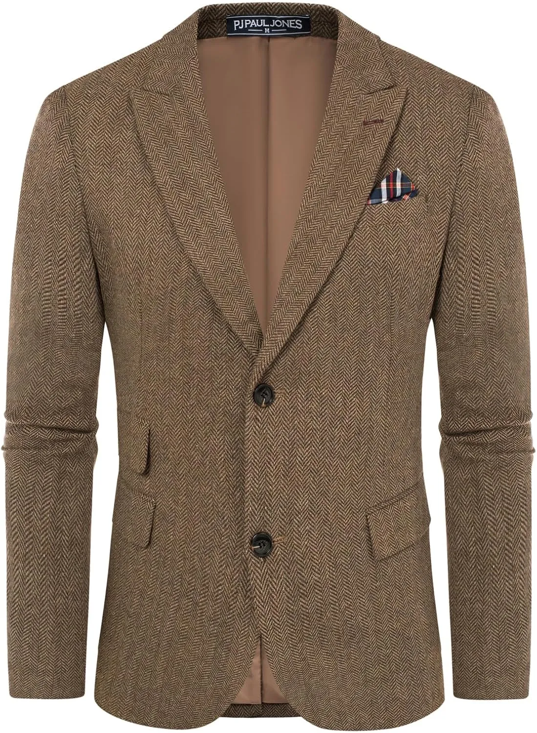 PJ PAUL JONES Men's Vintage Herringbone Tweed Blazers British Wool Blend Sport Coat Jacket