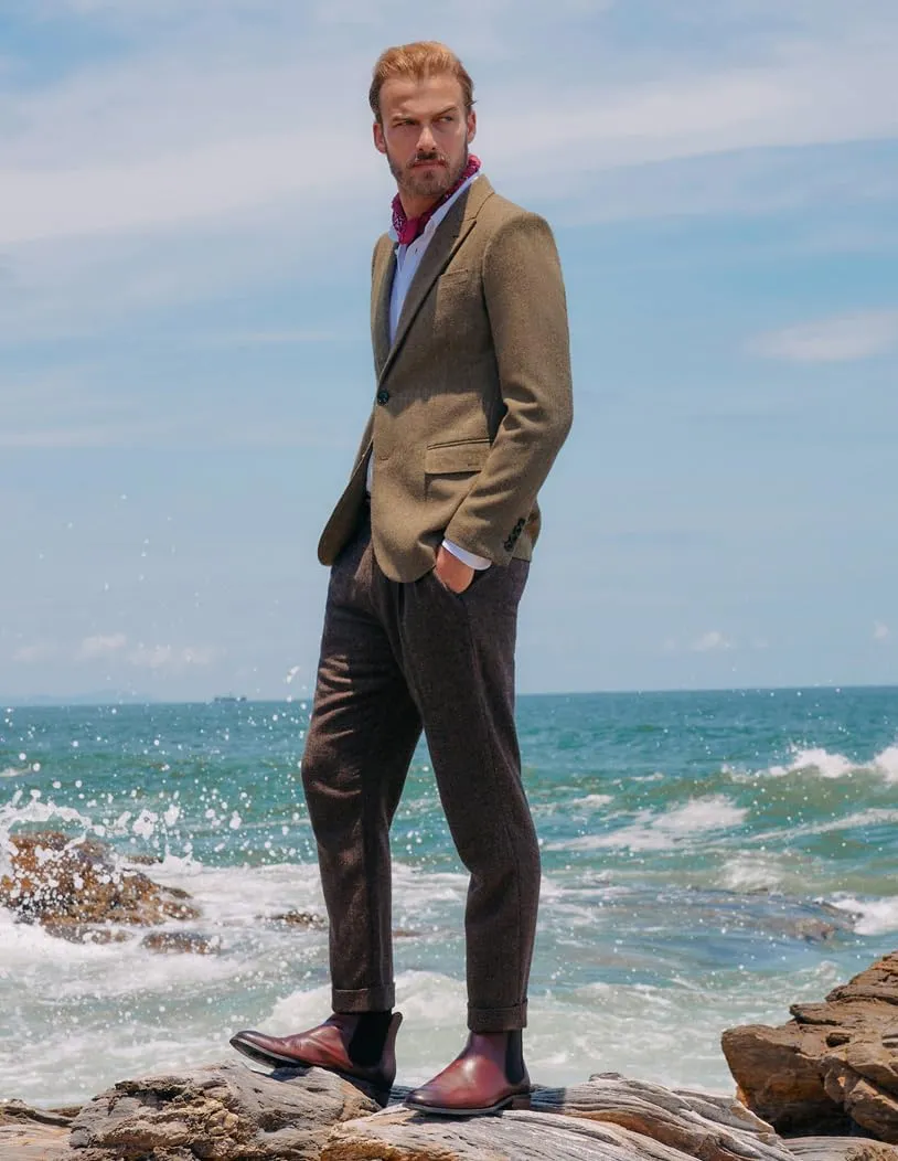 PJ PAUL JONES Men's Vintage Herringbone Tweed Blazers British Wool Blend Sport Coat Jacket
