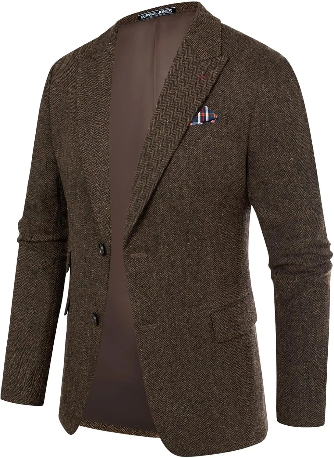 PJ PAUL JONES Men's Vintage Herringbone Tweed Blazers British Wool Blend Sport Coat Jacket