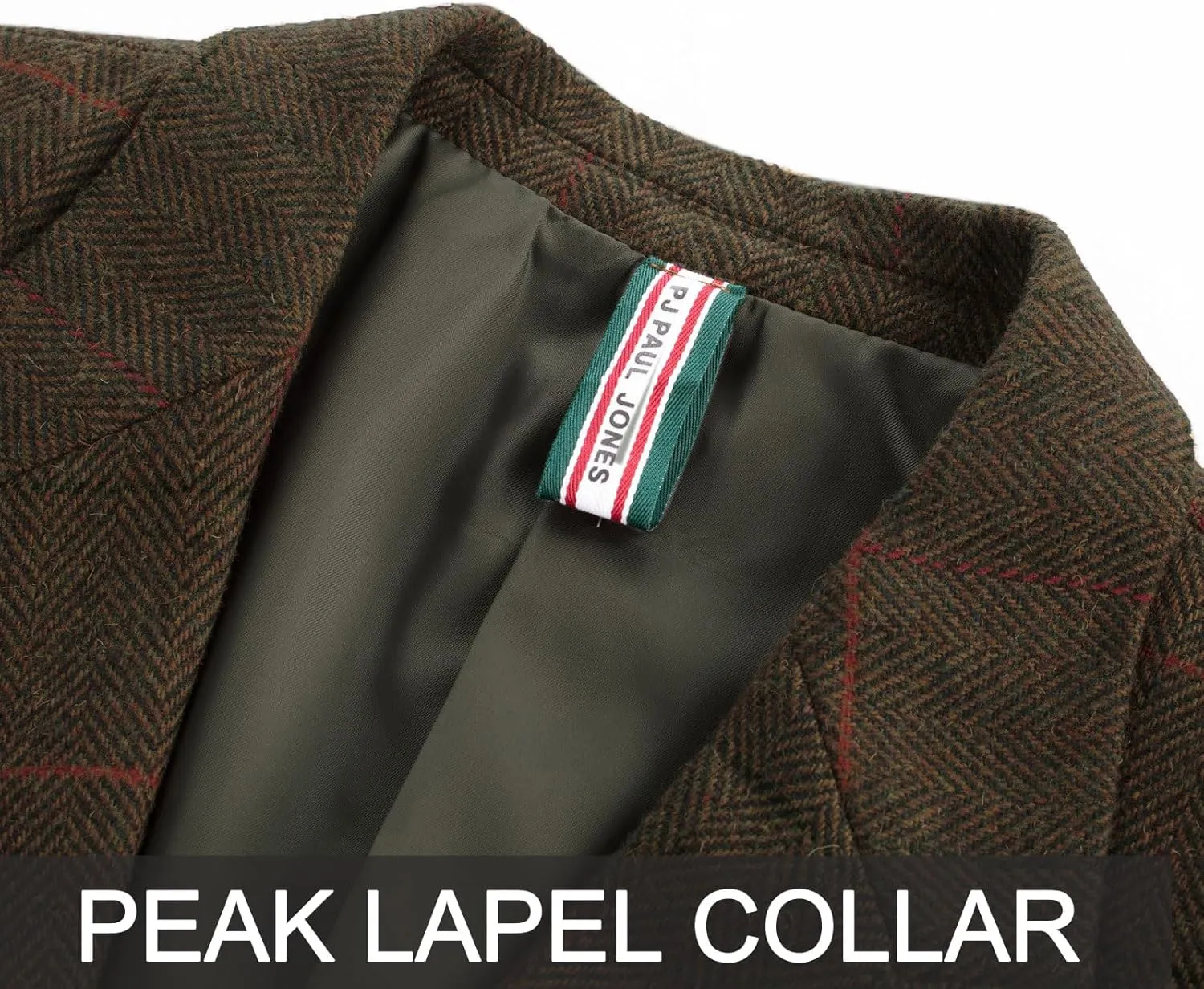 PJ PAUL JONES Men's Vintage Herringbone Tweed Blazers British Wool Blend Sport Coat Jacket
