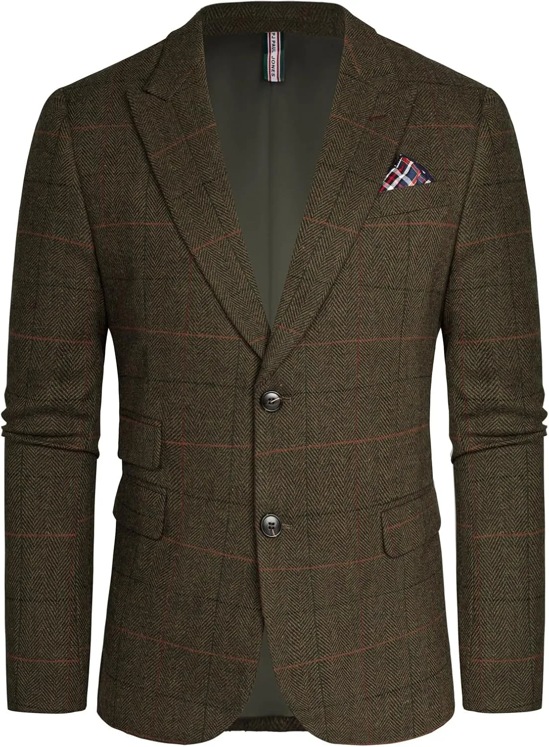 PJ PAUL JONES Men's Vintage Herringbone Tweed Blazers British Wool Blend Sport Coat Jacket