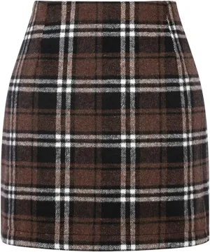 Plaid Skirts for Women 2025 Summer Fashion High Waisted Bodycon Pencil Skirt Mini A Line Stretch Elegant Dress Outfit