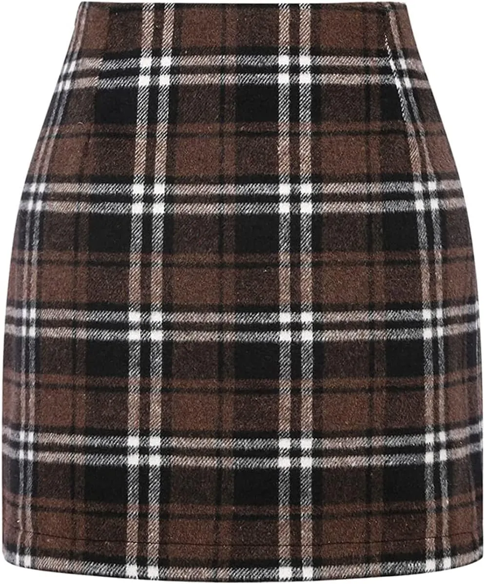Plaid Skirts for Women 2025 Summer Fashion High Waisted Bodycon Pencil Skirt Mini A Line Stretch Elegant Dress Outfit