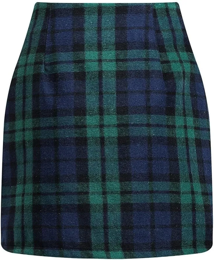 Plaid Skirts for Women Mini Skirts 2025 Aline High Waisted Short Sweater Skirt Pencil Skirt Knee Length