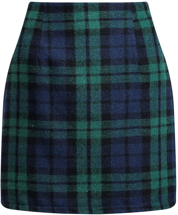 Plaid Skirts for Women Mini Skirts 2025 Aline High Waisted Short Sweater Skirt Pencil Skirt Knee Length