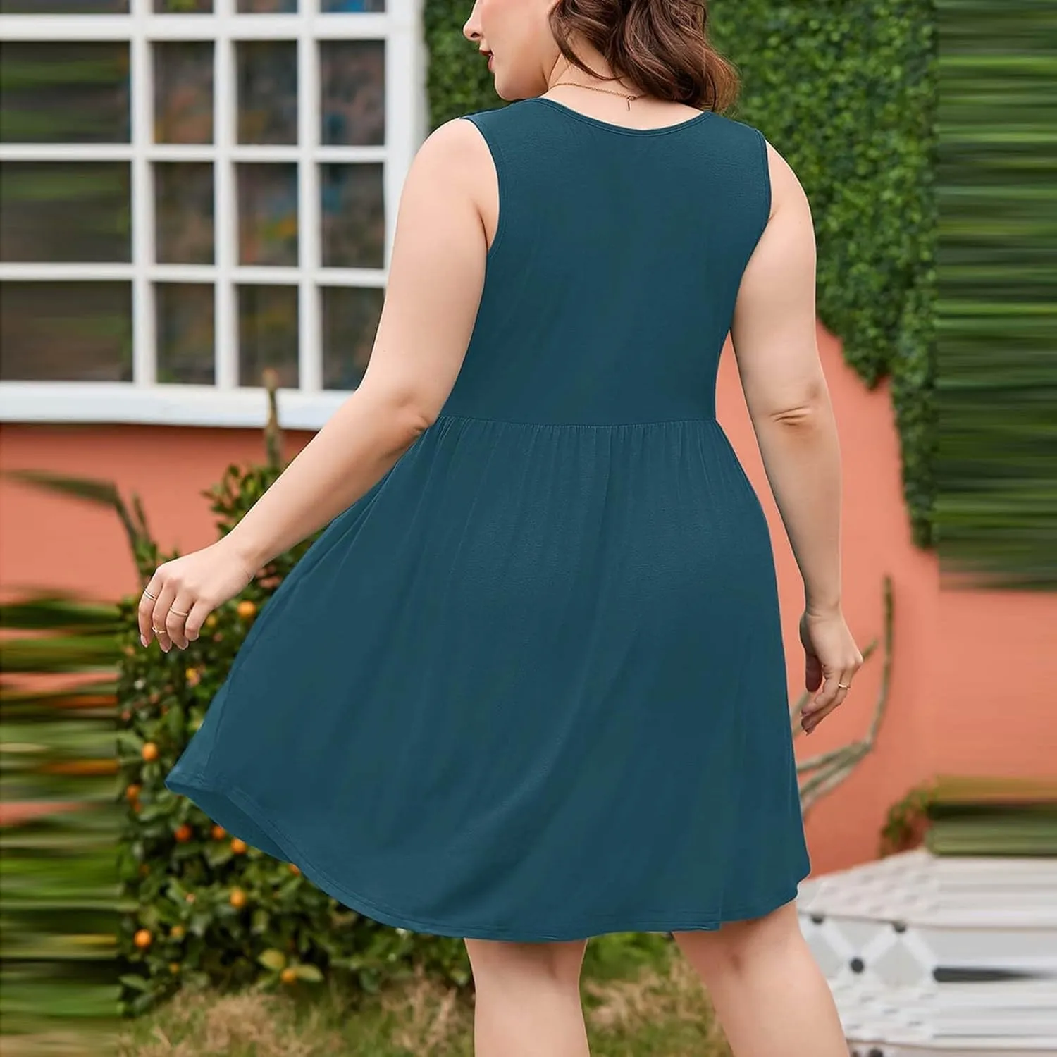 Plus Size Summer Dresses Casual Crewneck Boho Sundress Elegant Empire Waist Beach Vacation Mini Dress 2024