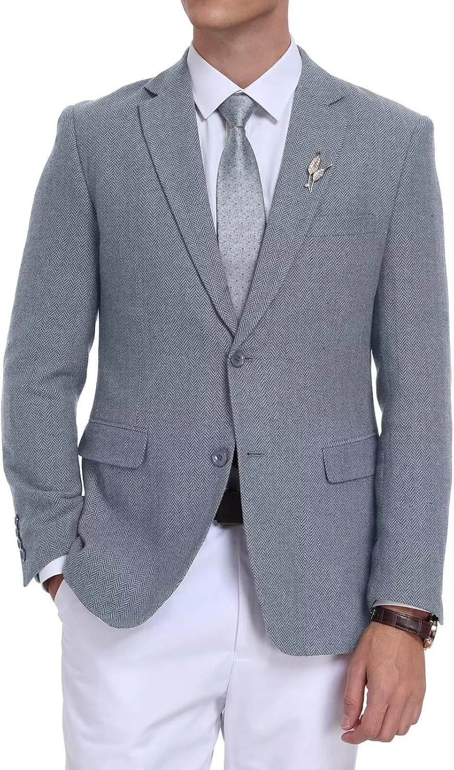 Retro Tweed Men's Suit Jackets,Herringbone Slim Fit Sport Coats Blazer Prom Business Casual Men Tux Jacket Wedding Blazers