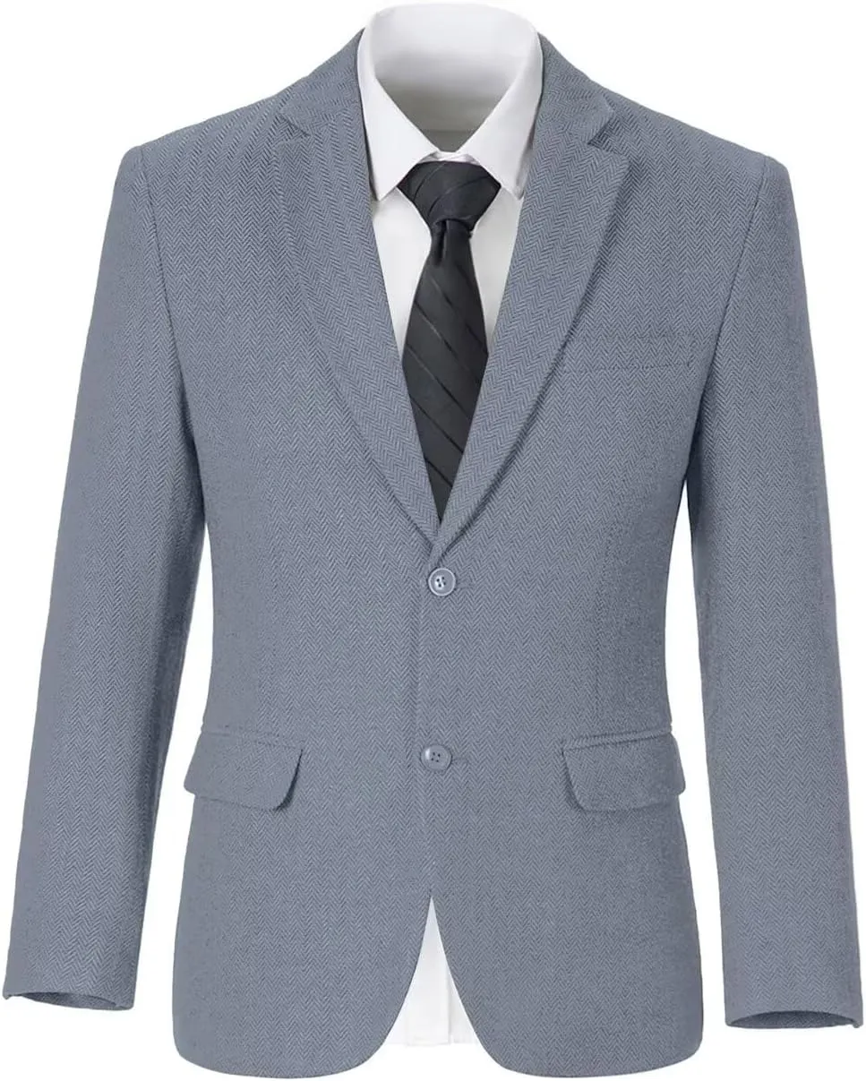 Retro Tweed Men's Suit Jackets,Herringbone Slim Fit Sport Coats Blazer Prom Business Casual Men Tux Jacket Wedding Blazers
