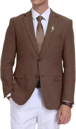 Retro Tweed Men's Suit Jackets,Herringbone Slim Fit Sport Coats Blazer Prom Business Casual Men Tux Jacket Wedding Blazers