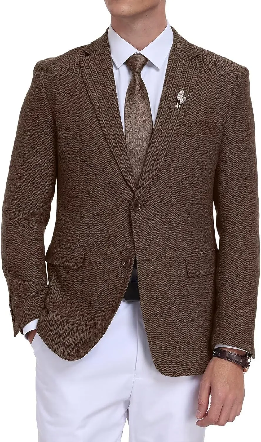 Retro Tweed Men's Suit Jackets,Herringbone Slim Fit Sport Coats Blazer Prom Business Casual Men Tux Jacket Wedding Blazers