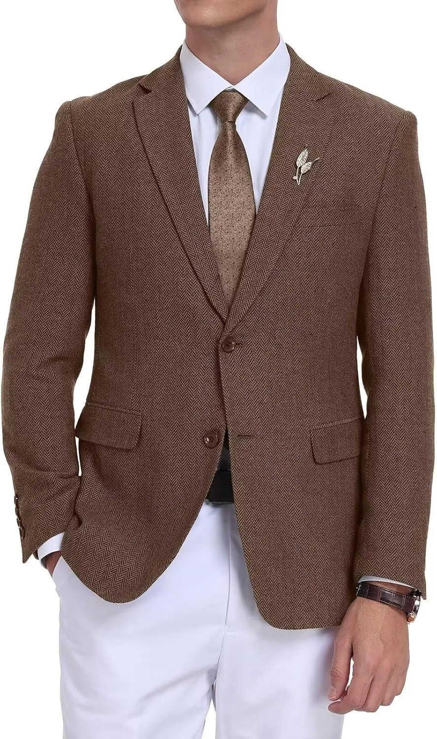 Retro Tweed Men's Suit Jackets,Herringbone Slim Fit Sport Coats Blazer Prom Business Casual Men Tux Jacket Wedding Blazers