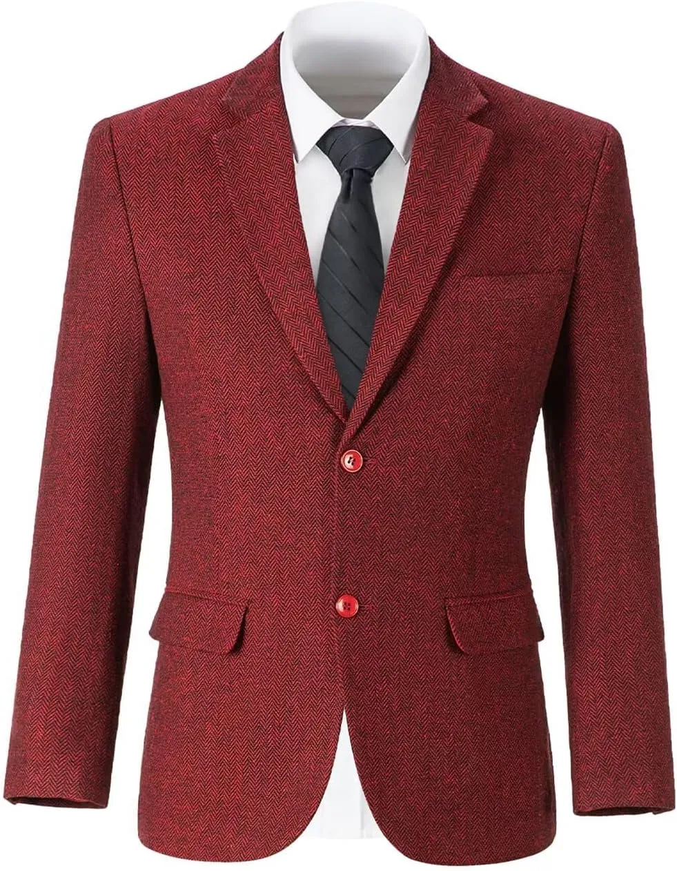 Retro Tweed Men's Suit Jackets,Herringbone Slim Fit Sport Coats Blazer Prom Business Casual Men Tux Jacket Wedding Blazers