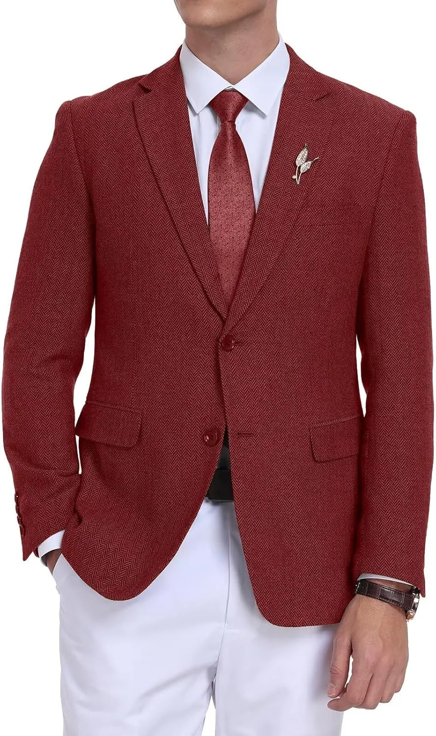 Retro Tweed Men's Suit Jackets,Herringbone Slim Fit Sport Coats Blazer Prom Business Casual Men Tux Jacket Wedding Blazers