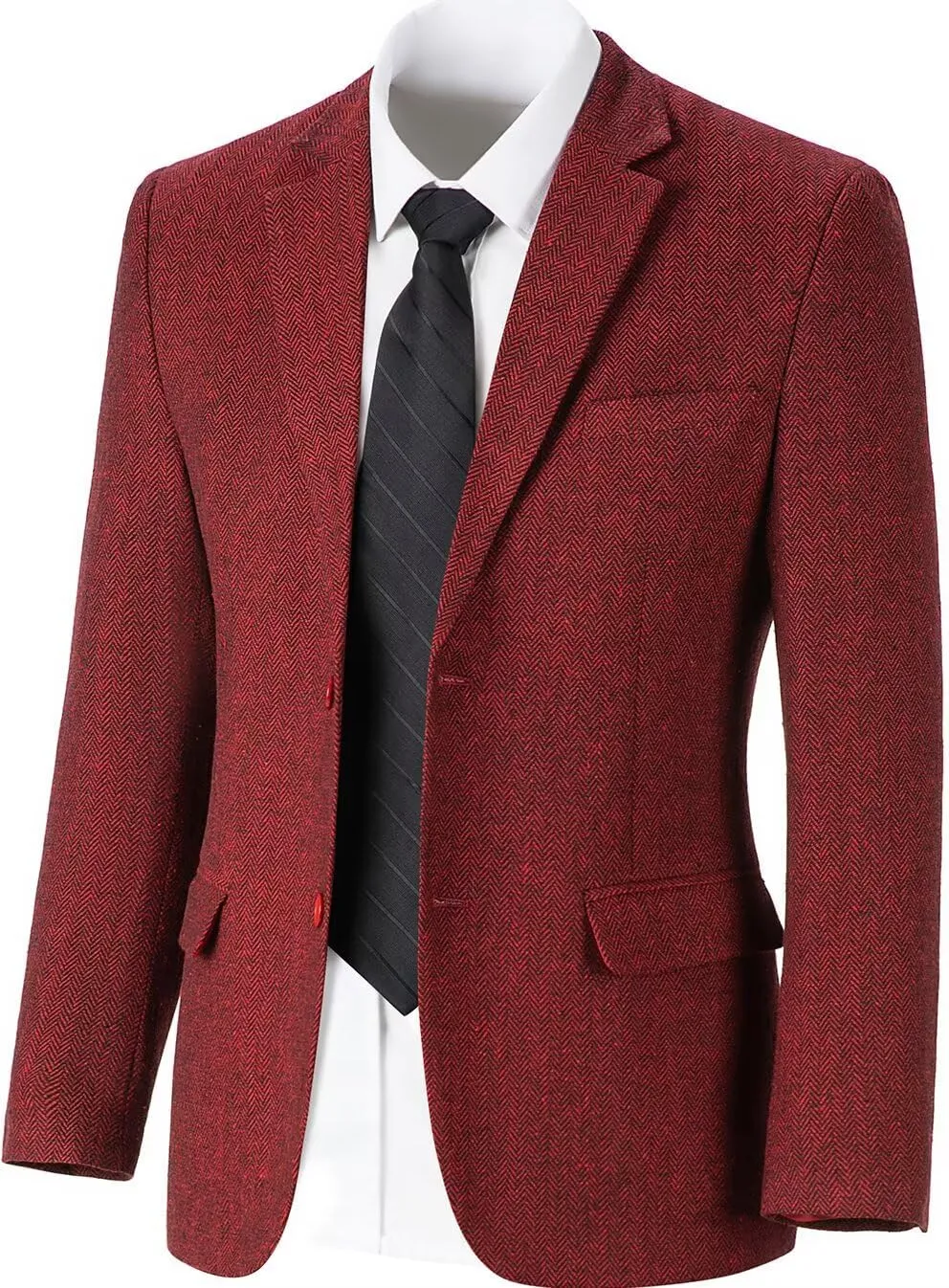 Retro Tweed Men's Suit Jackets,Herringbone Slim Fit Sport Coats Blazer Prom Business Casual Men Tux Jacket Wedding Blazers