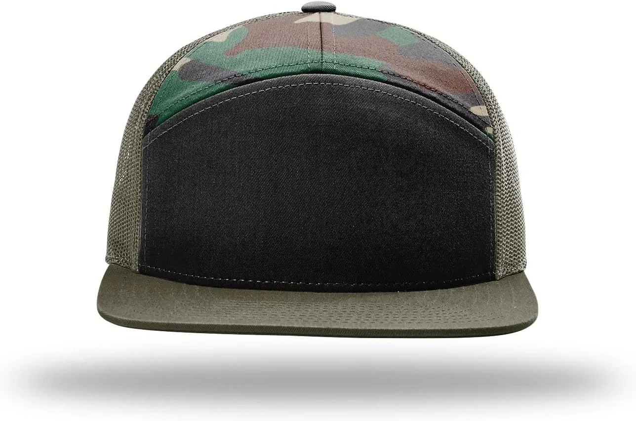 Richardson 168 7-Panel Trucker Hat, Flat Bill Snapback