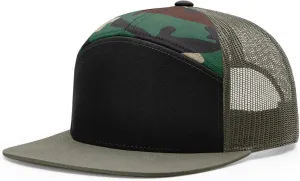 Richardson 168 7-Panel Trucker Hat, Flat Bill Snapback