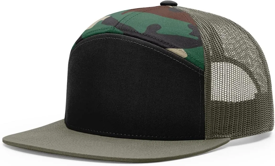 Richardson 168 7-Panel Trucker Hat, Flat Bill Snapback