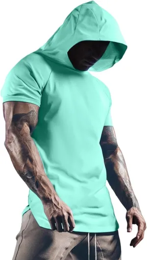 RTTUIOP Short Sleeve Hoodies for Men Workout Gym Athletic Running Shirts Lightweight Moisture Wicking Quick Dry Hoodie