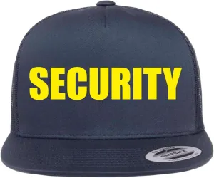 Security Trucker Mesh 5 Panel Snapback Baseball Cap Hat Black