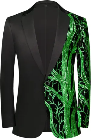 Sequin Shiny Prom Suit Jacket for Men One Button Slim Fit Casual Sport Coats Blazers Tuxedo for Wedding Banquet