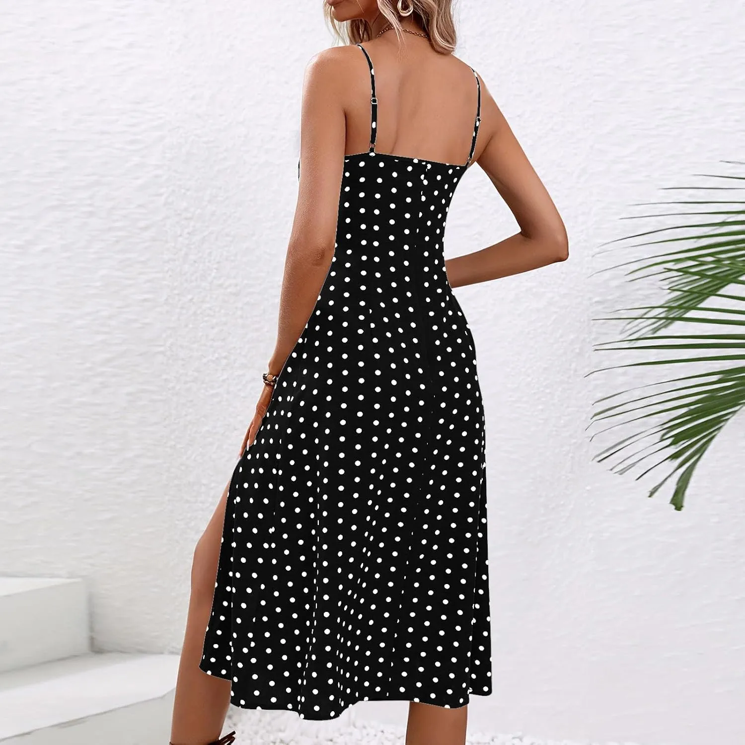 Sexy Dresses for Women Spaghetti Strap Empire Waist Side Split Summer Dresses Flowy Beach Wedding Vacation Sundress