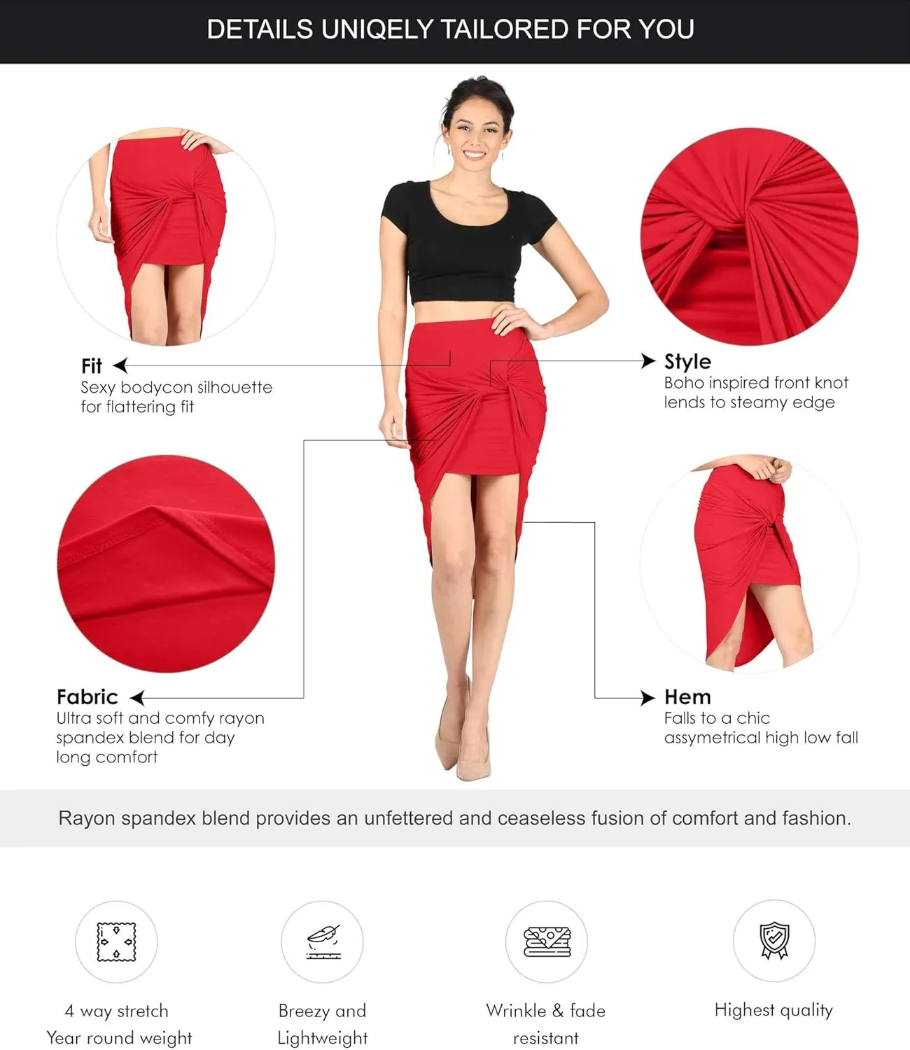 Sexy Mini Skirts for Women Bodycon High Waisted Boho High Low Pencil Summer Skirt. Beach,Office,Clubwear,Date Nightout