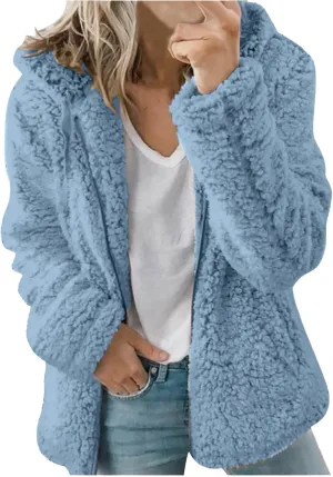 SHOPESSA Winter Coats and Jackets for Women Slouchy Sherpa Cardigan Women Sherpa Hoodies with Zipper Snow Jackets for Women