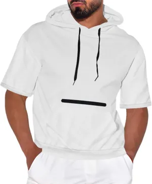 Short Sleeve Hoodies for Men 2025 Waffle Hooded Shirts with Zipper Pocket Casual Summer T-Shirt Hooded Pullover Tops