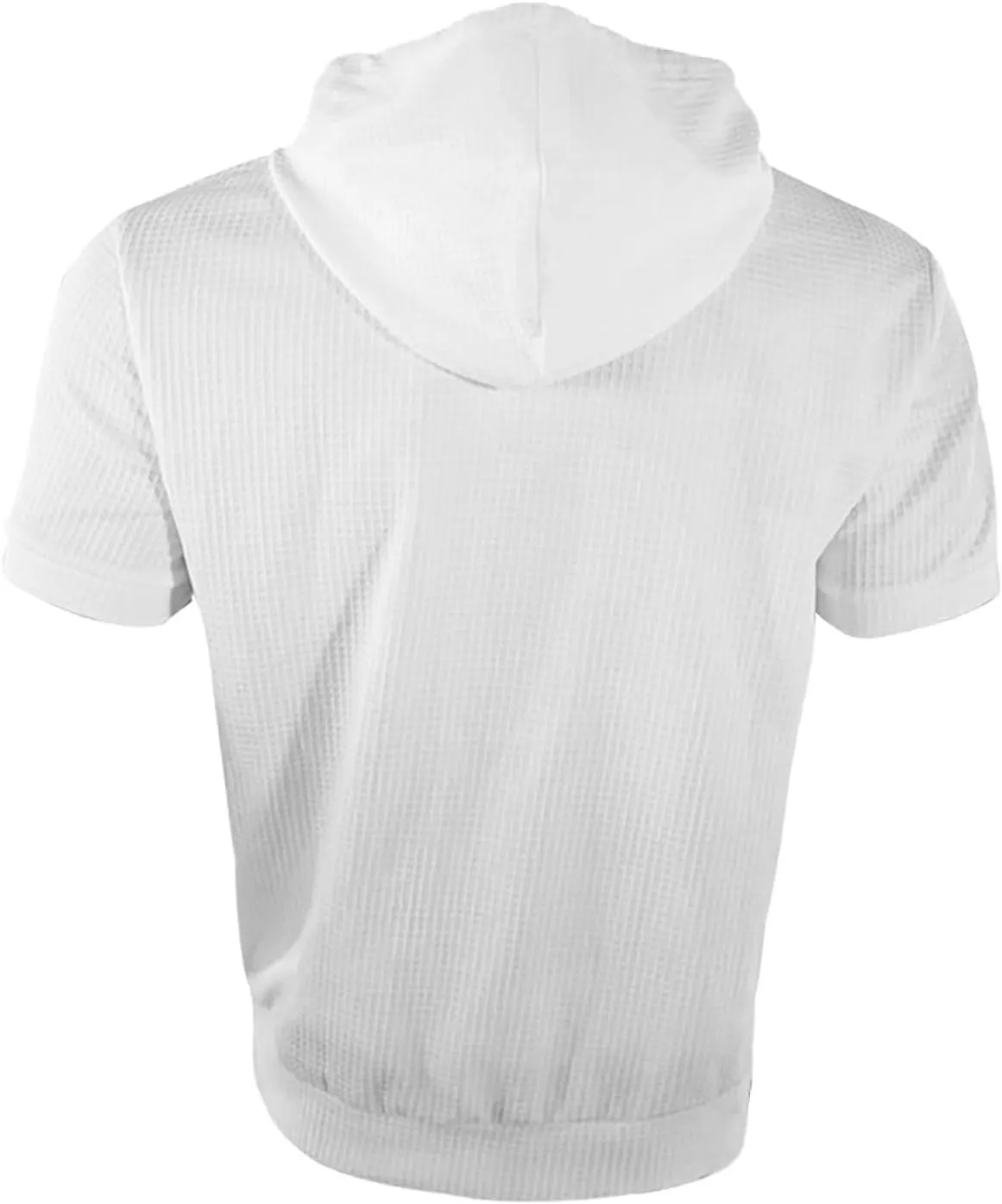 Short Sleeve Hoodies for Men 2025 Waffle Hooded Shirts with Zipper Pocket Casual Summer T-Shirt Hooded Pullover Tops