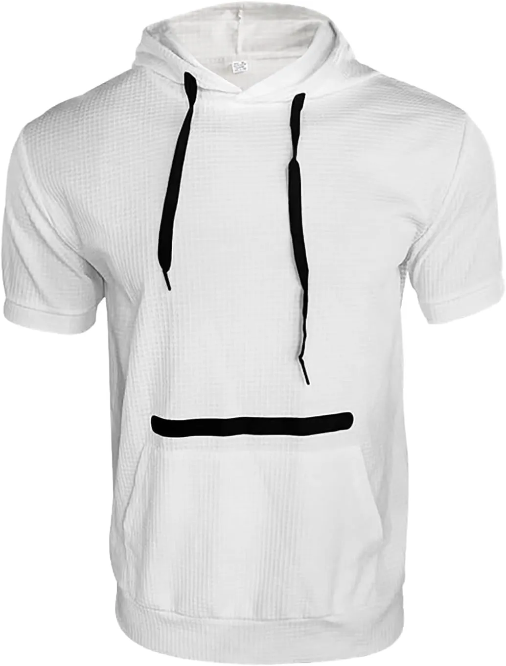 Short Sleeve Hoodies for Men 2025 Waffle Hooded Shirts with Zipper Pocket Casual Summer T-Shirt Hooded Pullover Tops