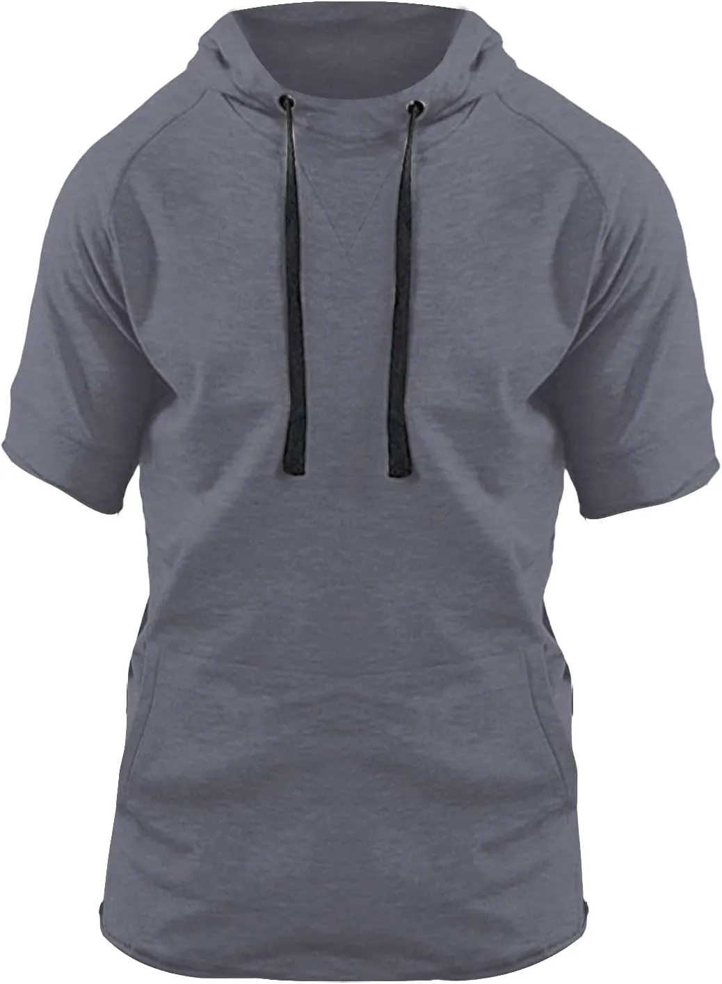 Short Sleeve Hoodies for Men Muscle Fit Workout Hoodie Gym Shirts Fashion Athletic Pullover Tops Cotton Hooded Tshirt