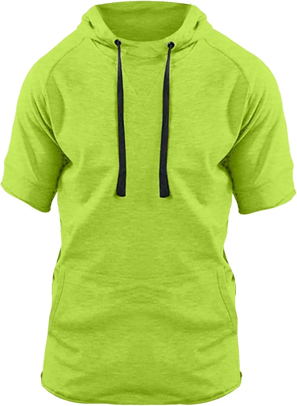 Short Sleeve Hoodies for Men Muscle Fit Workout Hoodie Gym Shirts Fashion Athletic Pullover Tops Cotton Hooded Tshirt