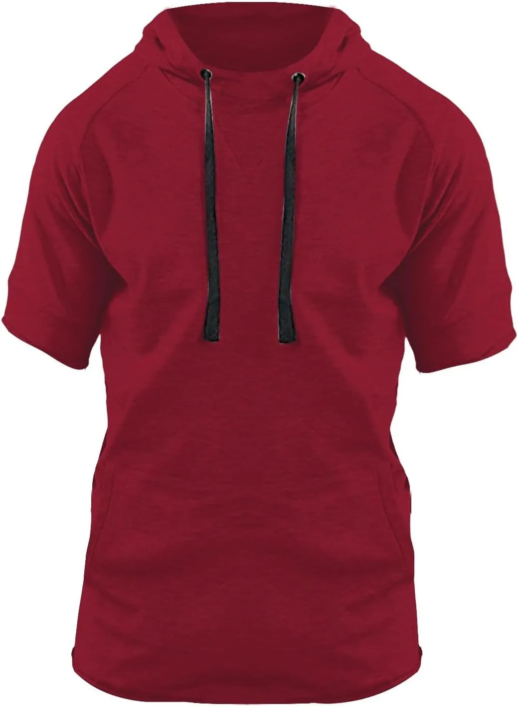 Short Sleeve Hoodies for Men Muscle Fit Workout Hoodie Gym Shirts Fashion Athletic Pullover Tops Cotton Hooded Tshirt