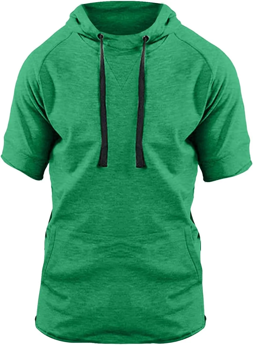 Short Sleeve Hoodies for Men Muscle Fit Workout Hoodie Gym Shirts Fashion Athletic Pullover Tops Cotton Hooded Tshirt