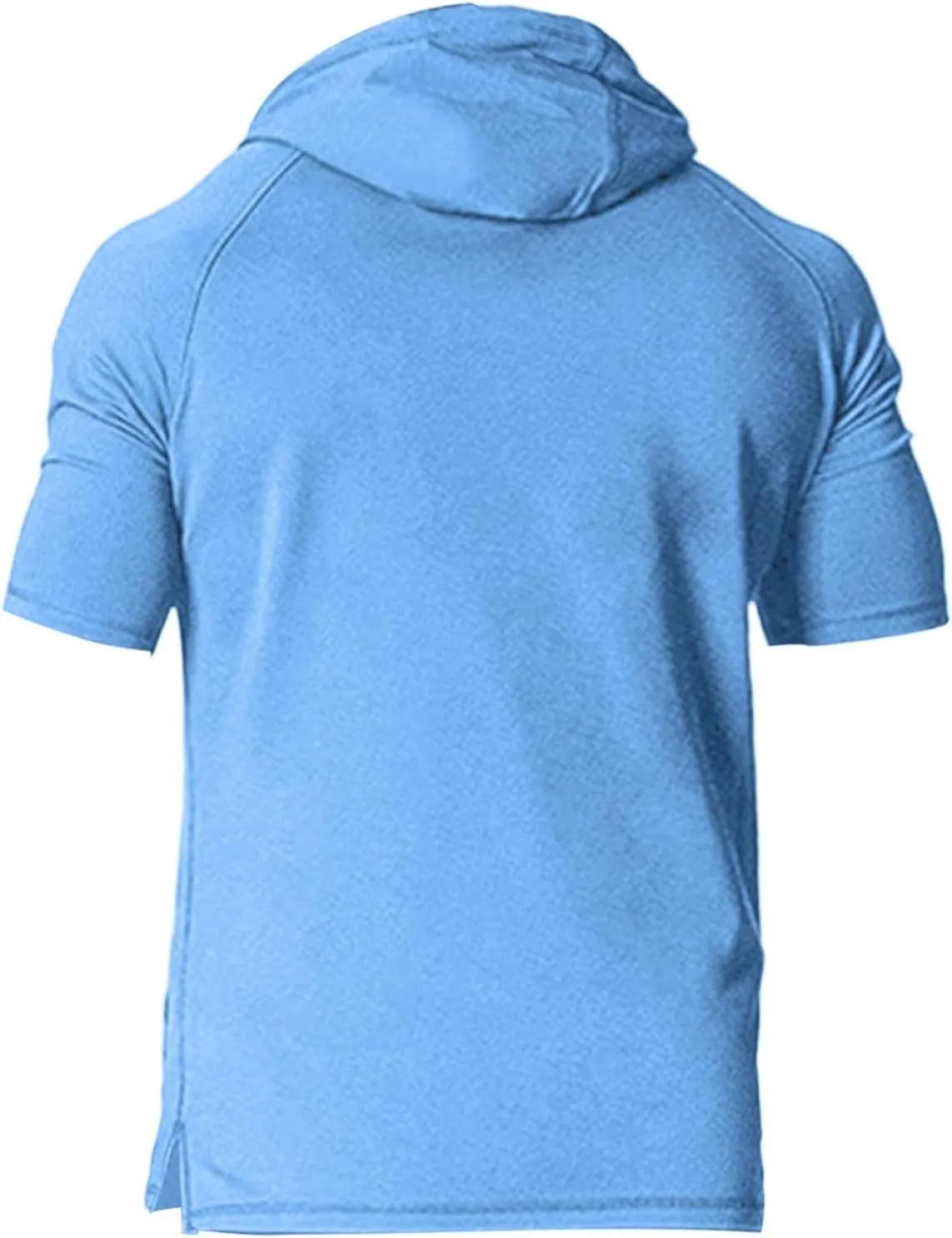 Short Sleeve Hoodies for Men Muscle Fit Workout Hoodie Gym Shirts Fashion Athletic Pullover Tops Cotton Hooded Tshirt
