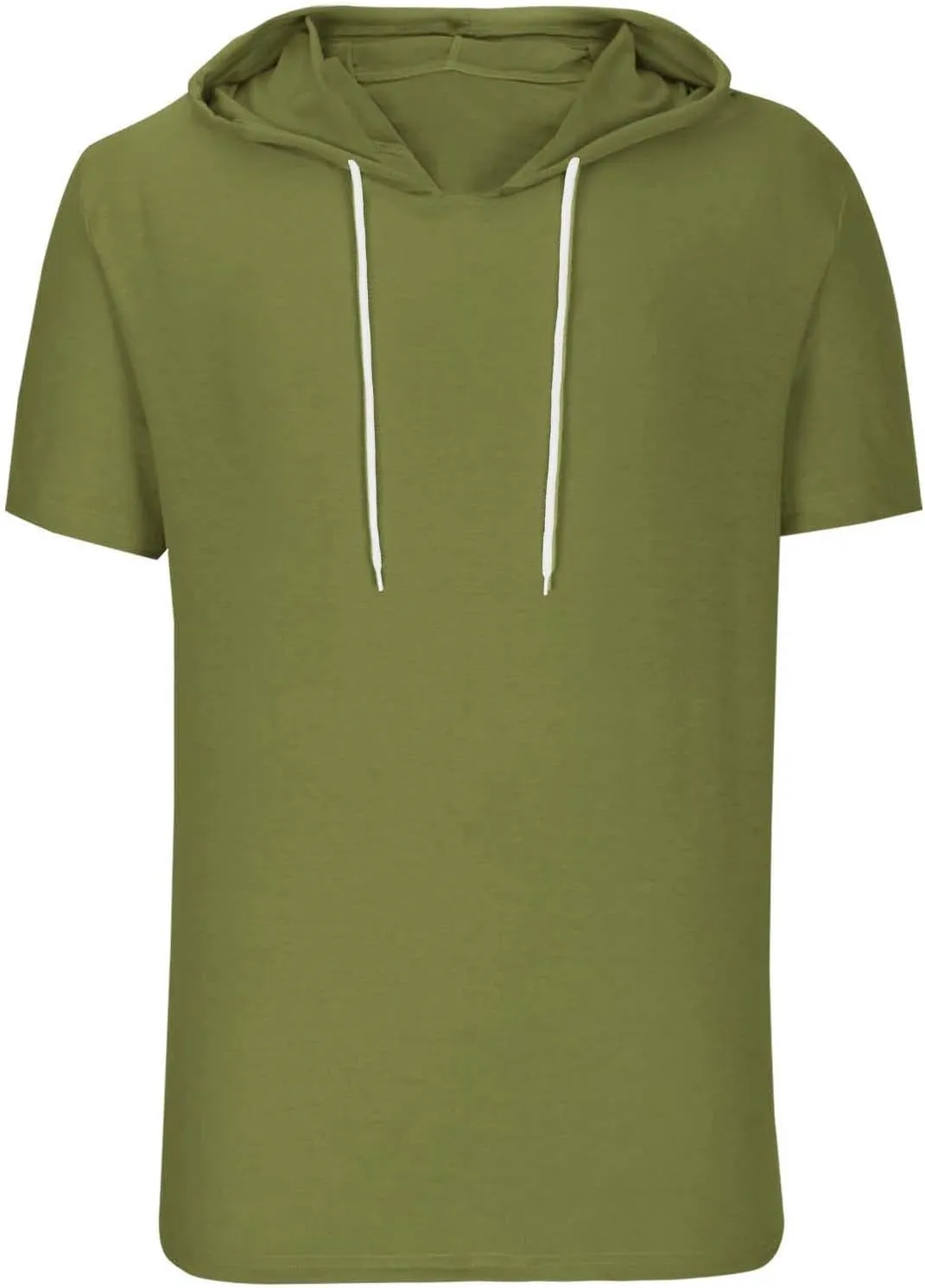 Short Sleeve Hoodies for Men Summer Slim Fit V Neck Pullover Tops with Drawstring Shirts Casual Solid Hooded T-Shirt